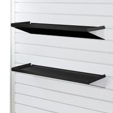 Czarna półka „Heavy-Steel” do ścianek panelowych FlexiSlot®