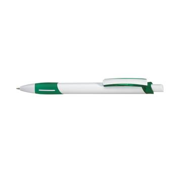 Długopis kulkowy Stripe biały z kolorowym uchwytem i klipsem