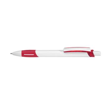 Długopis kulkowy Stripe biały z kolorowym uchwytem i klipsem