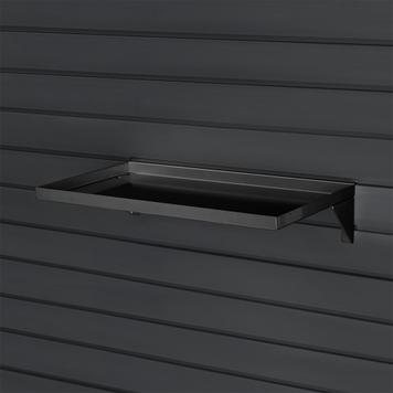 Czarna półka ze stali do ścianek panelowych FlexiSlot®